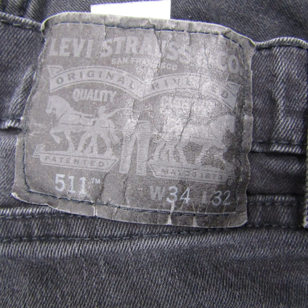 Levi's 511 Slim Fit Jeans Mens 34x32 Black Stretch Denim 04511-1907 - Picture 2 of 9